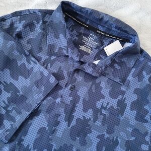 Collection By Michael Strahan Mens 2XL Performance Polo Short Sleeve Shirt Blue